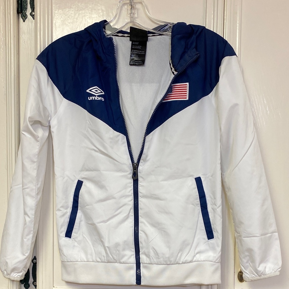 Umbro Navy and White Zip-Up Jacket